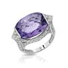 Image 1 : Natural 12.27 CTW Amethyst & Diamond Ring 18K White Gold - REF-142F2M