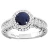 Image 1 : 1.50 CTW Blue Sapphire & Diamond Ring 14K White Gold - REF-149H8M