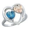 Image 1 : 1.91 CTW Diamond, London Blue Topaz & Morganite Ring 10K White Gold - REF-26R8H