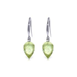 Genuine 19.1 ctw Green Amethyst & Diamond Earrings 14KT White Gold - REF-41N3R