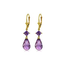 Genuine 11 ctw Amethyst Earrings 14KT Yellow Gold - REF-39Y3F