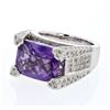 Image 1 : Natural 9.21 CTW Amethyst & Diamond Ring 18K White Gold - REF-220F5M