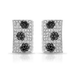 Natural 1.59 CTW Diamond & Black Round Diamond Earrings 14K White Gold - REF-131W4H