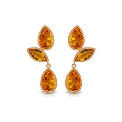 Genuine 13 ctw Citrine Earrings 14KT Rose Gold - REF-58A7K