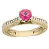 Image 1 : 0.71 CTW Pink Topaz & Diamond Ring 14K Yellow Gold - REF-53R2H