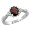 Image 1 : 1.06 CTW Garnet & Diamond Ring 14K White Gold - REF-36F9N
