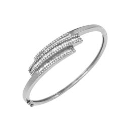Natural 2.30 CTW Diamond & Baguette Bangle 14K White Gold - REF-279K9R