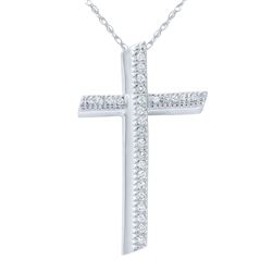 Natural 0.24 CTW Diamond Necklace 14K White Gold - REF-58N5Y