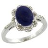 Image 1 : 1.90 CTW Lapis Lazuli & Diamond Ring 10K White Gold - REF-34F9N