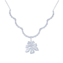 Natural 0.59 CTW Diamond Necklace 18K White Gold - REF-153N2Y