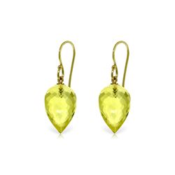 Genuine 18 ctw Quartz Lemon Earrings 14KT Yellow Gold - REF-22M2T