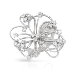 Natural 0.99 CTW Diamond Ring 18K White Gold - REF-236T7X