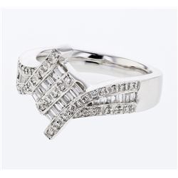 Natural 0.53 CTW Baguette & Diamond Ring 14K White Gold - REF-111W6H