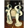 Image 1 : PAIR OF MODERNE GREEN FIGURAL LAMPS, 23