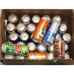BOX OF CANNED POP, ASSORTED FLAVOURS