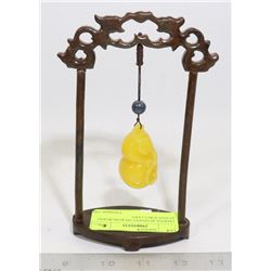 JADEITE PENDANT ON ROSEWOOD STAND JEWELRY