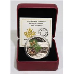 2015 SILVER CANADA $20 SHORE PINE COIN