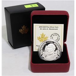 2015 SILVER  $20 JOHN A. MACDONALD COIN