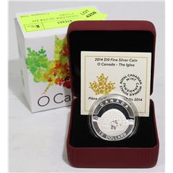 2014 CANADIAN FINE SILVER $10 "THE IGLOO" COIN