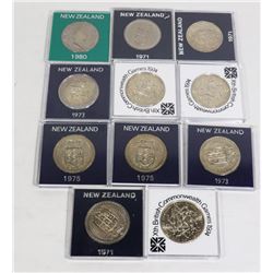 x11 NEW ZEALAND VARIOUS 1 CROWN COINS