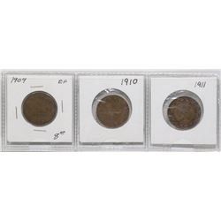 1909, 1910, 1911 CANADIAN LARGE PENNIES-SET OF 3