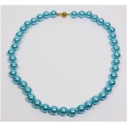 #3-SKY BLUE SEA SHELL PEARL NECKLACE 10mm/15"