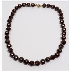 #40- BROWN SEA SHELL PEARL NECKLACE 10mm/15"