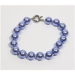#39-NIGHT BLUE SEA SHELL PEARL BRACELET 10mm/7.5"