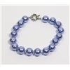 Image 1 : #39-NIGHT BLUE SEA SHELL PEARL BRACELET 10mm/7.5"