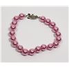Image 1 : #29-DARK PINK SEA SHELL PEARL BRACELET 8mm/7.5"