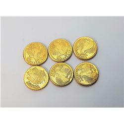 15)  LOT OF 6 24KT GOLD PLATED MINI ST.