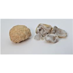 9)  LOT OF 2 NATURAL QUARTZ GEODE