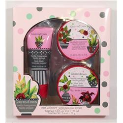 NEW 3PC VANILLA POMEGRANATE BATH SET