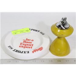MILK GLASS ASHTRAY & MUSICAL LIGHTER