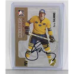 BORJE SALMING SWEDEN AUTOGRAPHED CARD HALL OF FAME