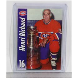 HENRIL RICHARD MONTREAL CANADIENS SIGNED CARD HOF
