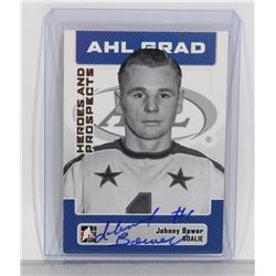 JOHNNY BOWER CLEVELAND BARONS SIGNED HNP CARD