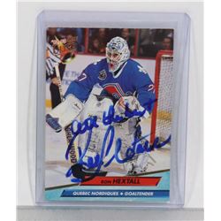 RON HEXTALL QUEBEC NORDIQUES AUTOGRAPHED HOCKEY