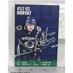 BO HORVAT VANCOUVER CANUCKS AUTOGRAPHED POSTCARD
