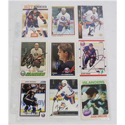 LOT OF 9 AUTOGRAPHED NEW YORK ISLANDERS CARDS