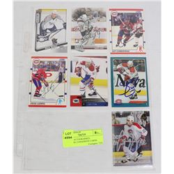 LOT OF 7 AUTOGRAPHED MONTREAL CANADIENS CARDS