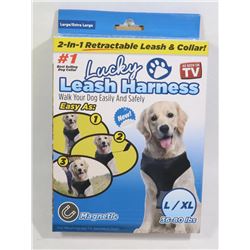 NEW LUCKY LEASH 2 IN 1 RETRACTABLE LEASH/ HARNESS