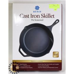 NEW PROFESSIONAL 12.5" PRE-SEASONED CAST IRON