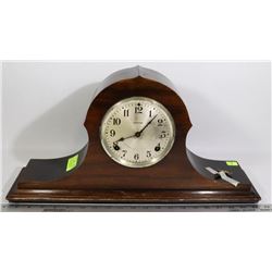 ANTIQUE INGRAHAM TAMBOUR CLOCK W/ ORIGINAL LABEL + KEY