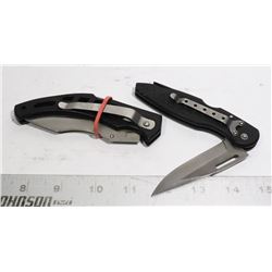 TWO FROST CUTLERY STAINLESS STEEL FOLDING KNIVES