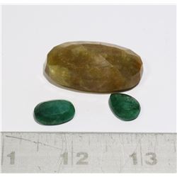 #86-YELLOW SAPPHIRE & EMERALD GEMSTONE 106.30ct