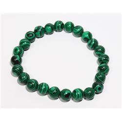 #176-NATURAL MALACHITE BEAD BRACELET 8mm/7.5"