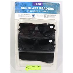 2 PACK SUNGLASS READERS WITH CASE +2.50