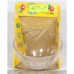 M & M'S GLASS CANDY BOWL IN BOX