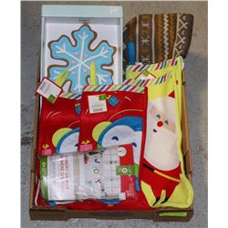 FLAT OF CHRISTMAS STOCKINGS AND OTHER DECORATIONS